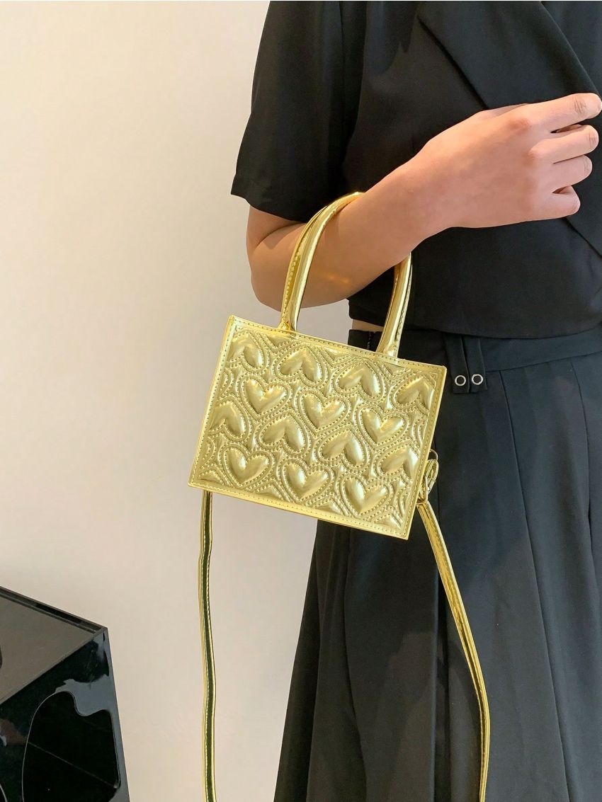 Mini Square Bag Quilted Double Handle Funky