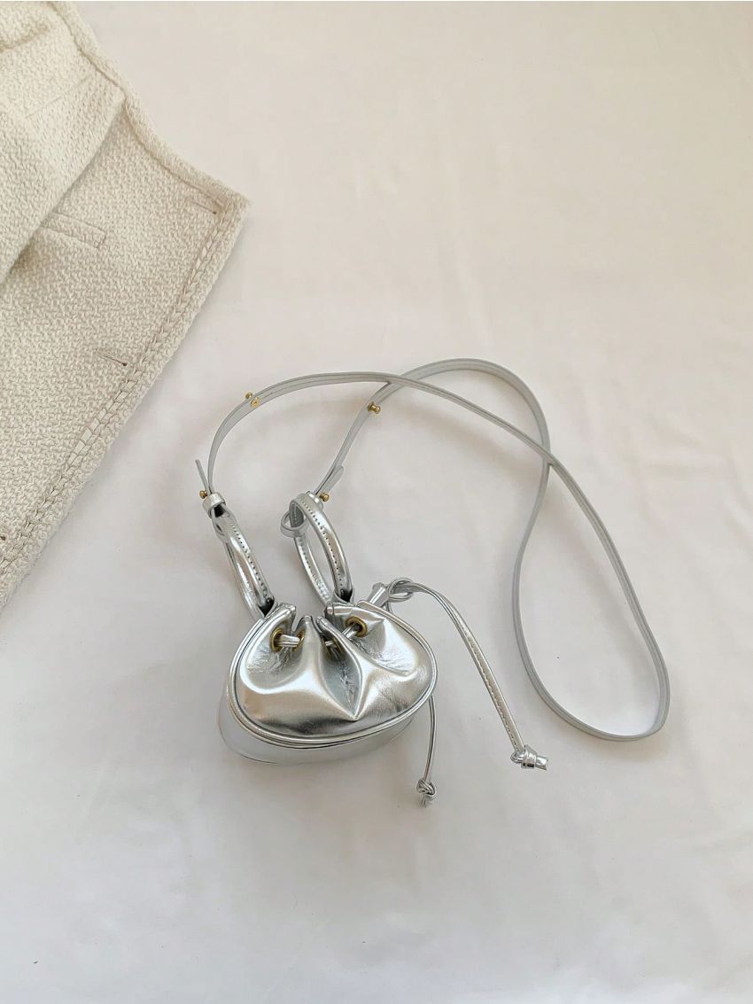 Mini Bucket Bag Crocodile Embossed Double Handle