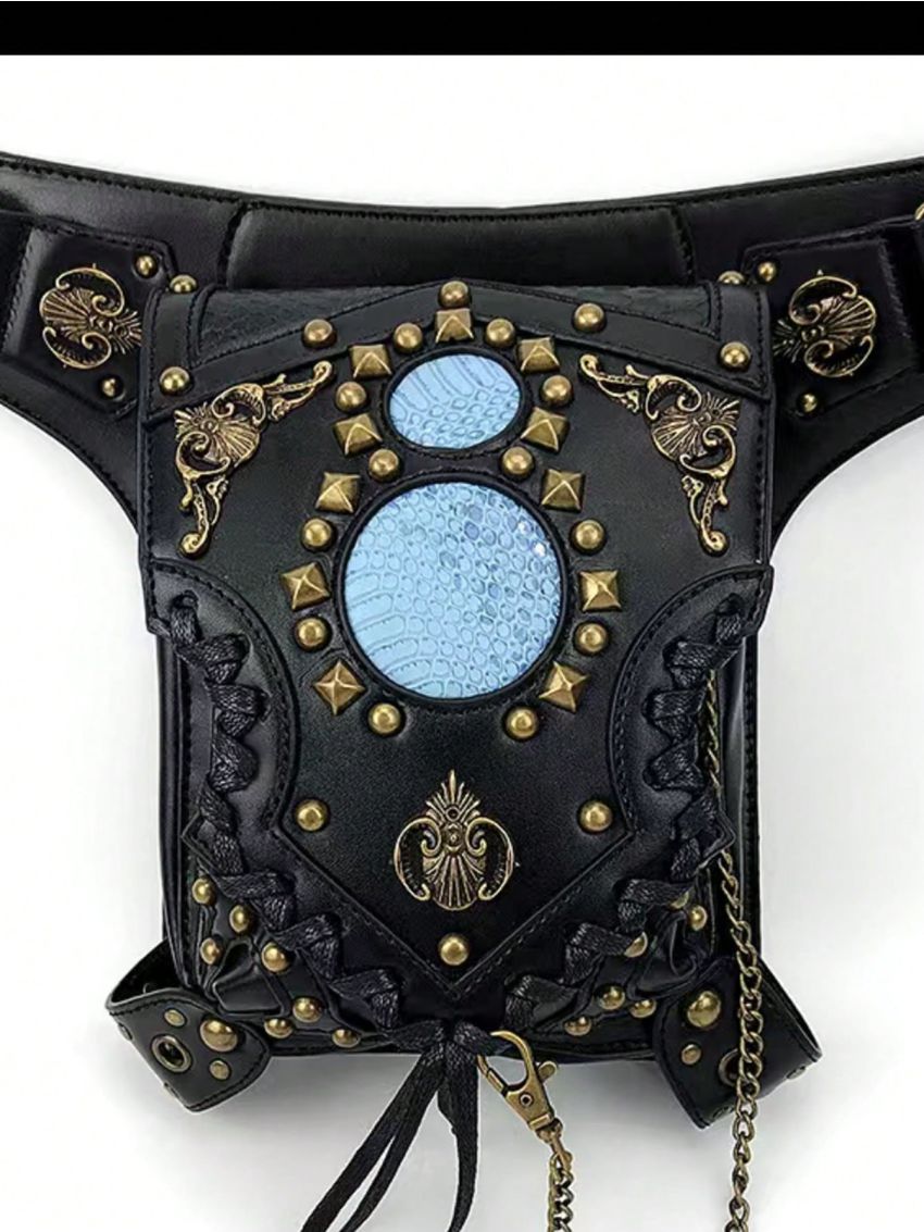 Motorcycle Rider Waist Bag Steampunk Hip Belt Bag Retro Punk Rock Bag Phone Pouch