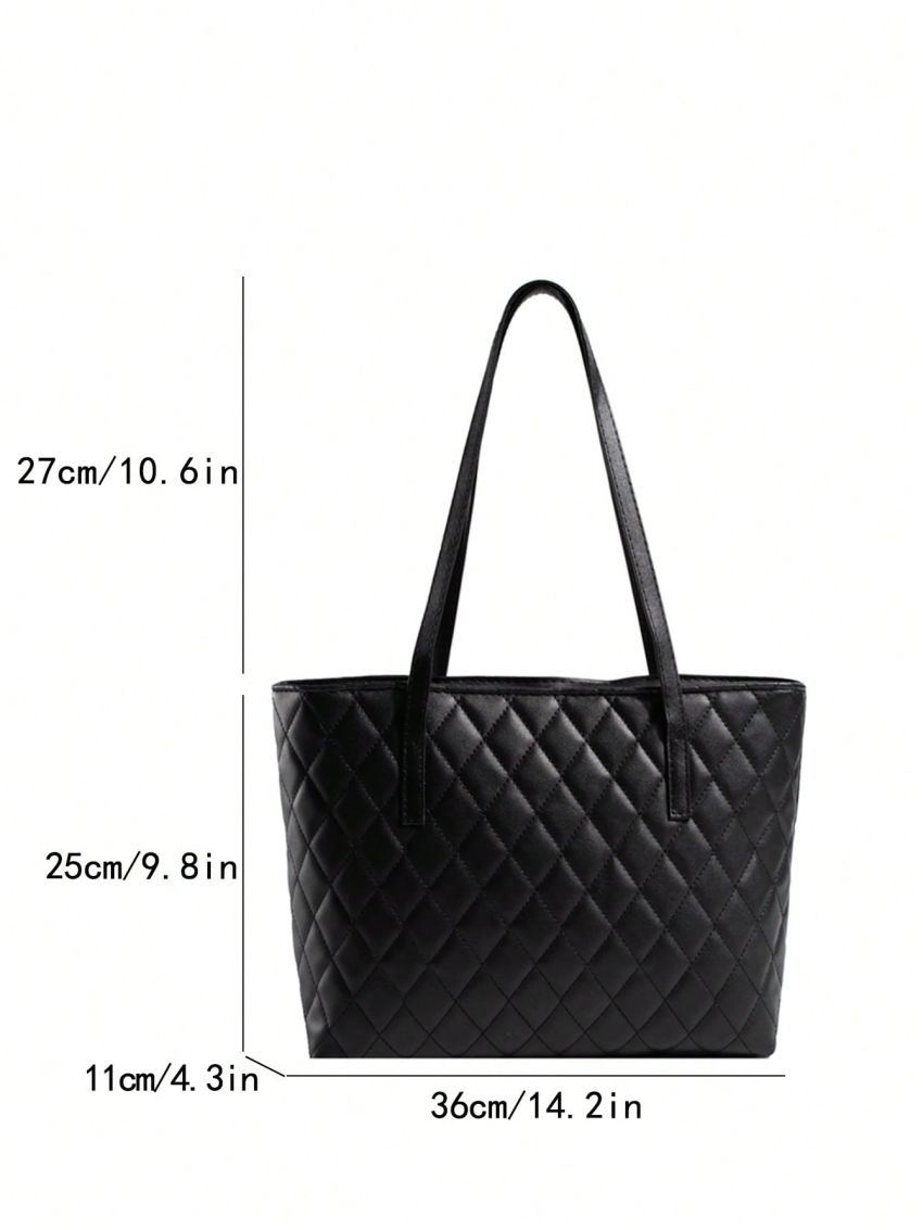 3pcs Bag Set Shoulder Tote Crossbody Bag Purse Wallet Quilted PU Black, Best Work Bag For Women