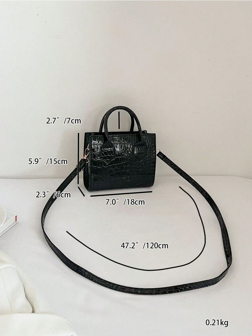 Mini Croc Embossed Satchel Bag