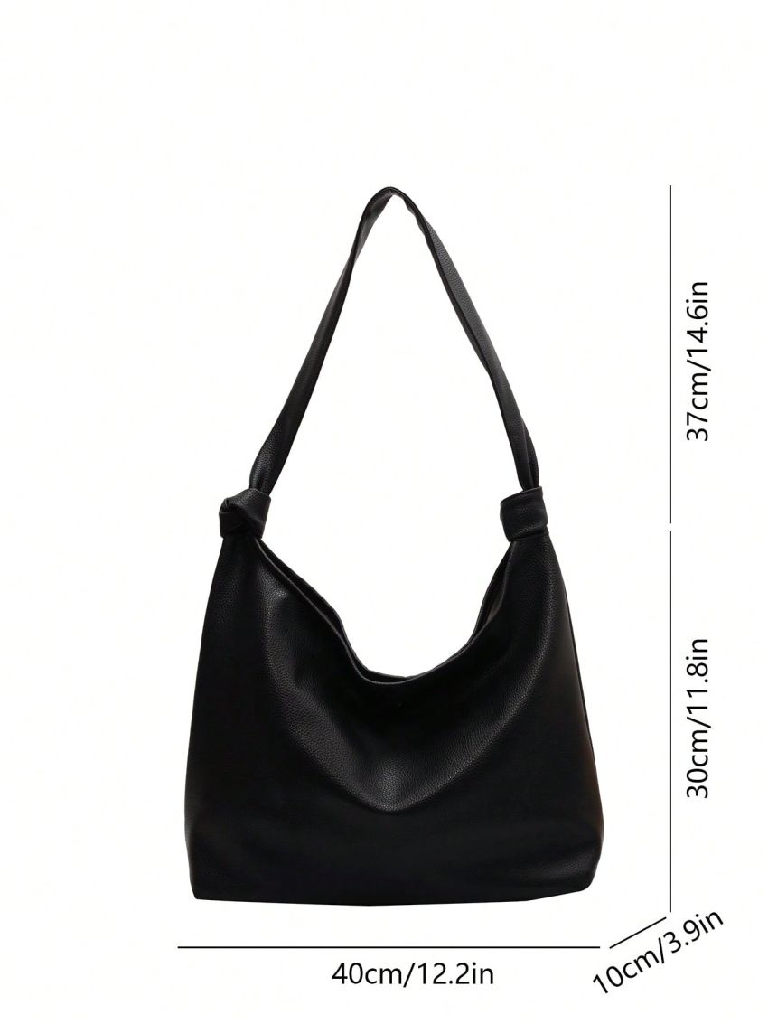 Minimalist Hobo Bag Black Oversized Pu Elegant
