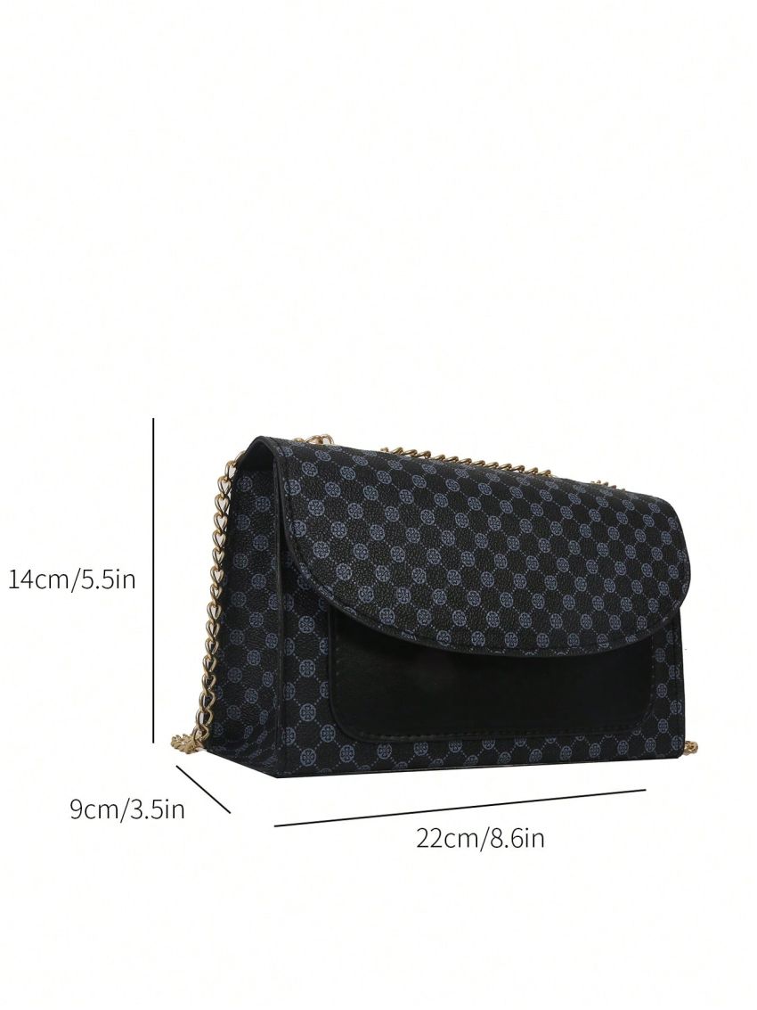 Geometric Pattern Square Bag Small Flap