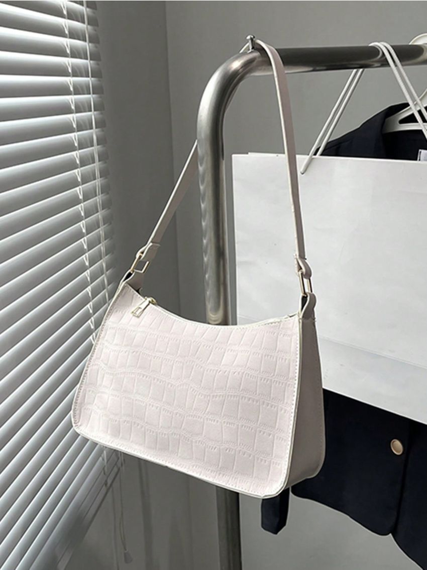 Crocodile Embossed Hobo Bag Minimalist PU