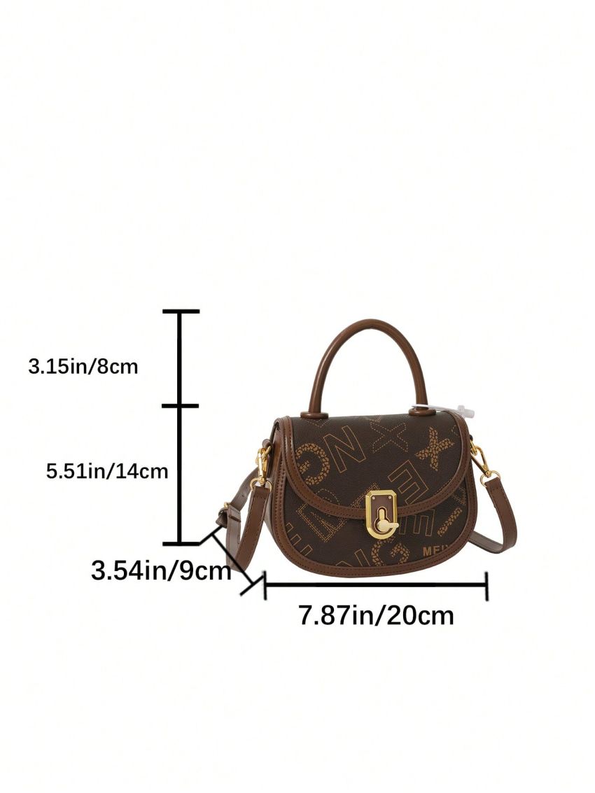 Mini Flap Saddle Bag Letter Graphic Turn Lock