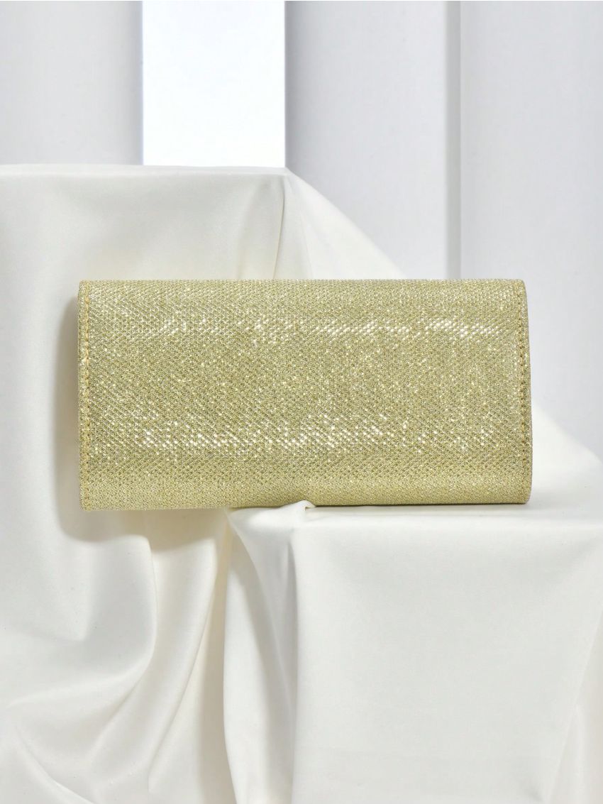 Mini Flap Square Bag Glitter Minimalist, Perfect Bride Purse For Wedding, Prom & Party Events