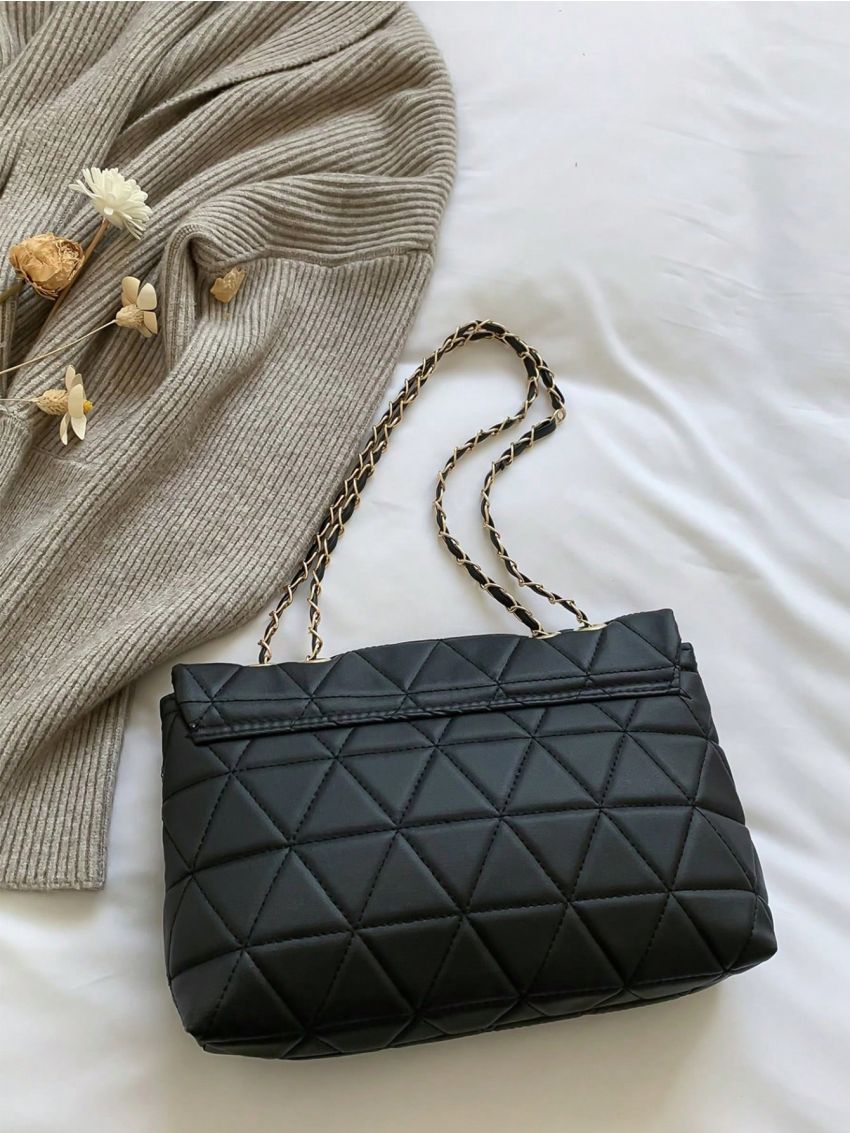 Medium Square Bag Quilted Flap Chain Strap