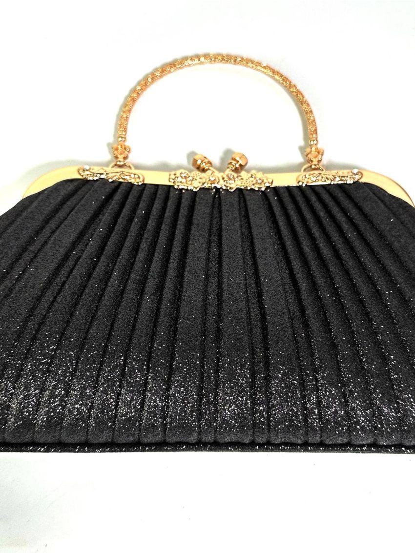 Medium Square Bag Glitter Design Kiss Lock For Prom