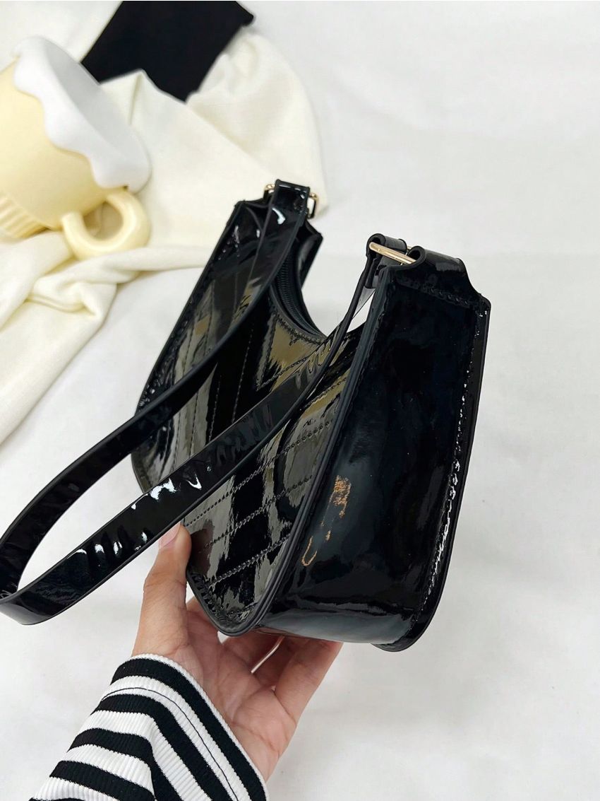 Mini Hobo Bag Solid Color Chevron Stitch