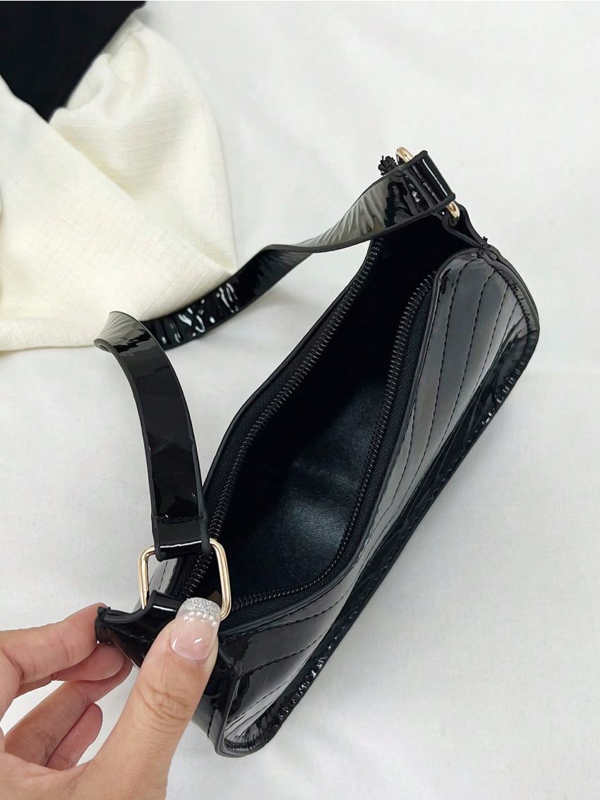 Mini Hobo Bag Solid Color Chevron Stitch