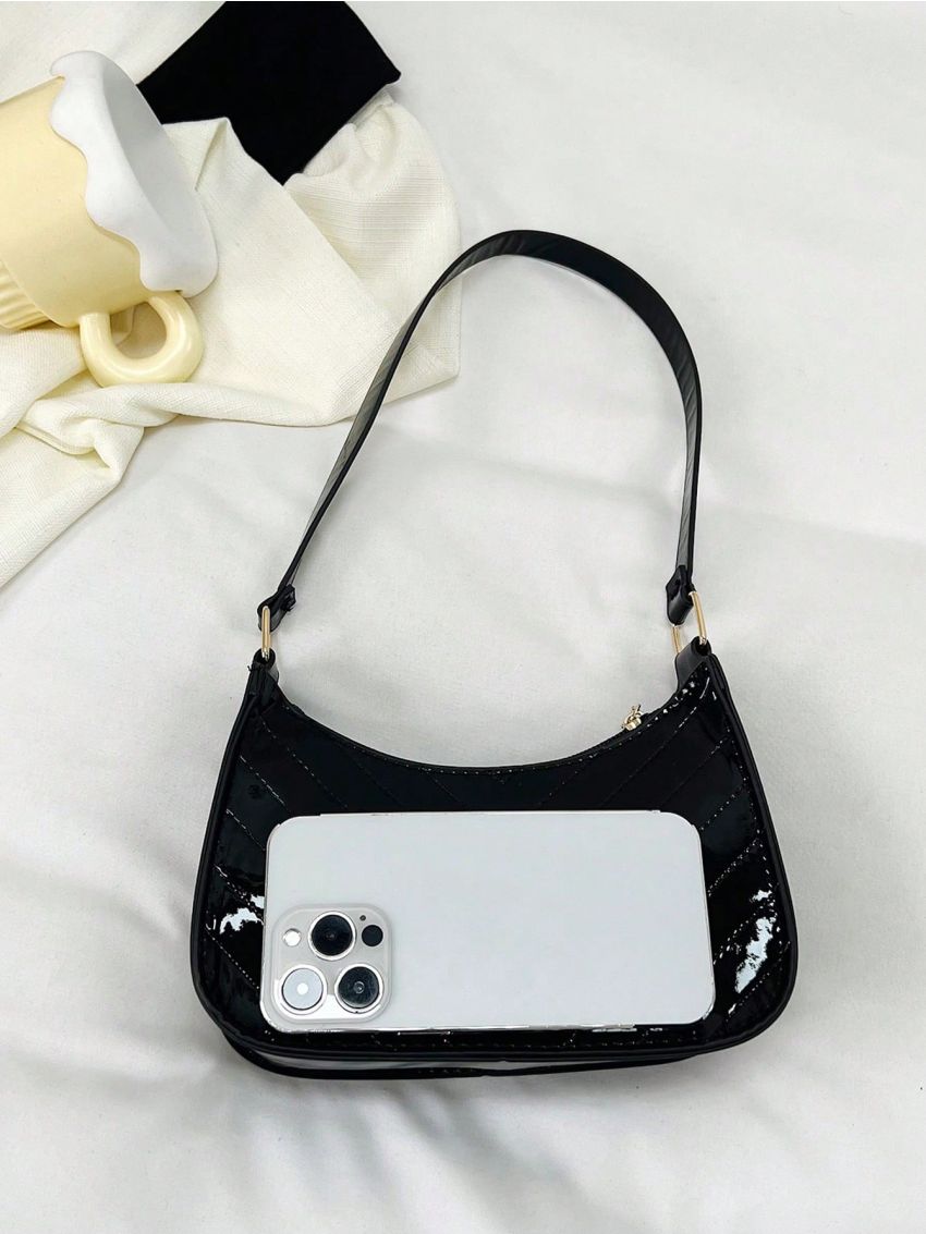 Mini Hobo Bag Solid Color Chevron Stitch