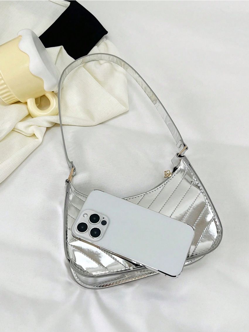 Mini Hobo Bag Solid Color Chevron Stitch