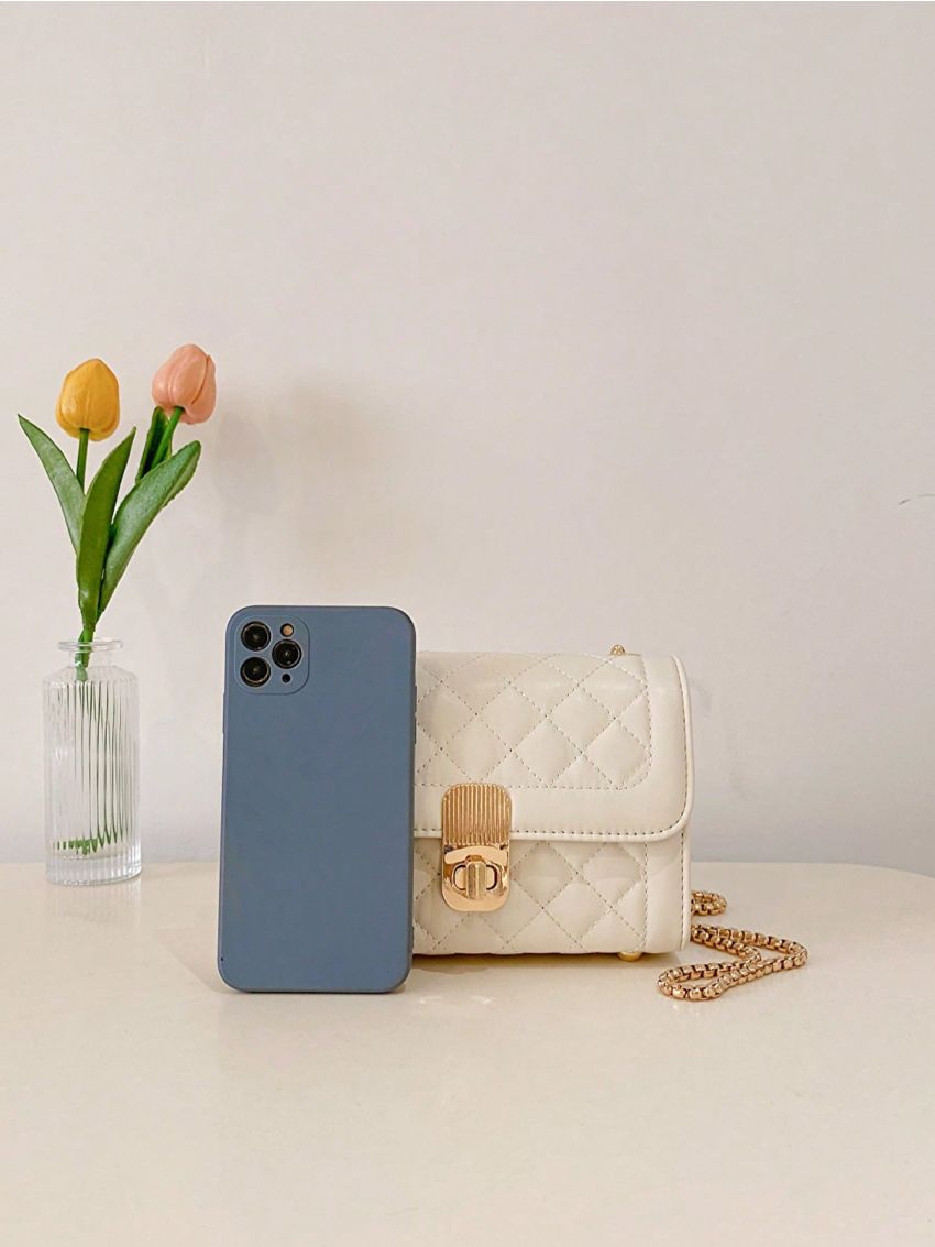 Mini Square Bag Quilted Twist Lock Chain Strap