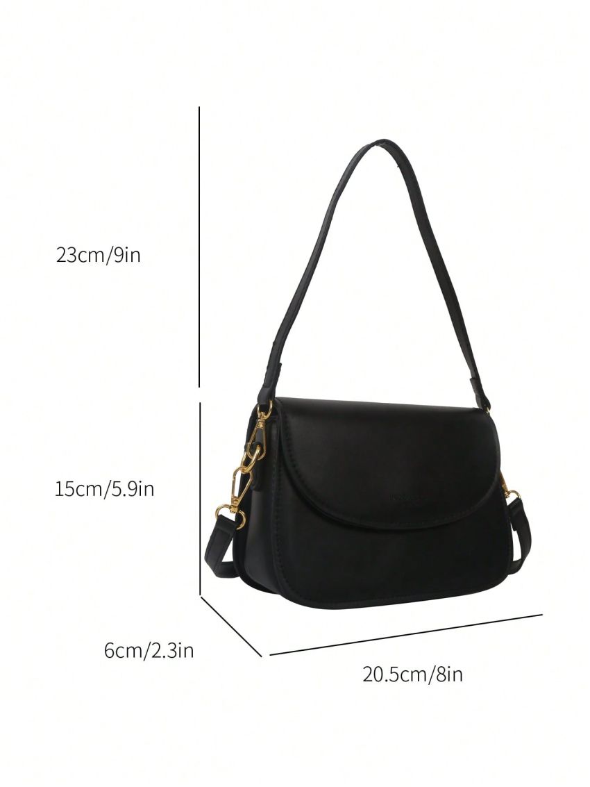 Small Square Bag Letter Embossed Flap Solid Color