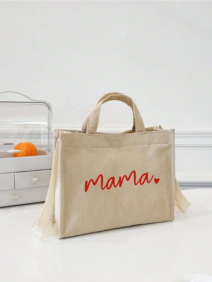 Small Shopper Bag Letter & Heart Graphic, Mothers Day Gift For Mom