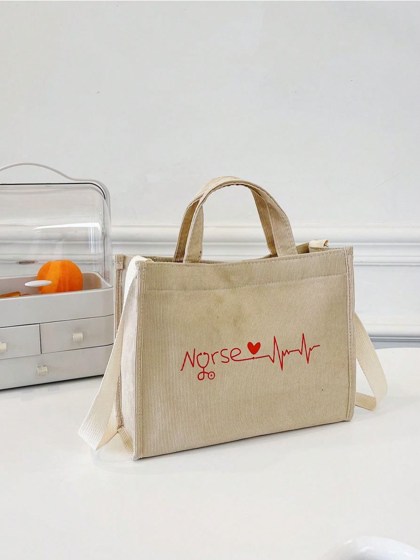 Small Shopper Bag Letter & Heart Graphic