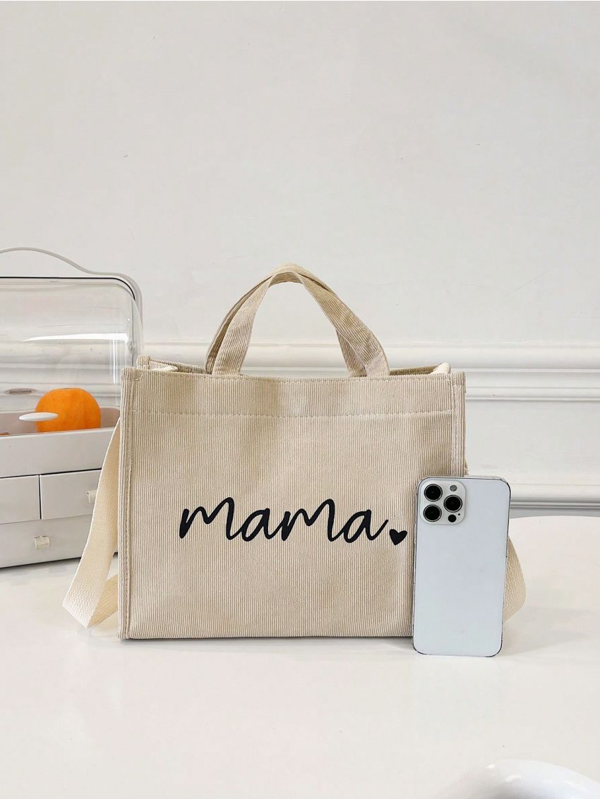 Small Shopper Bag Letter & Heart Graphic, Mothers Day Gift For Mom