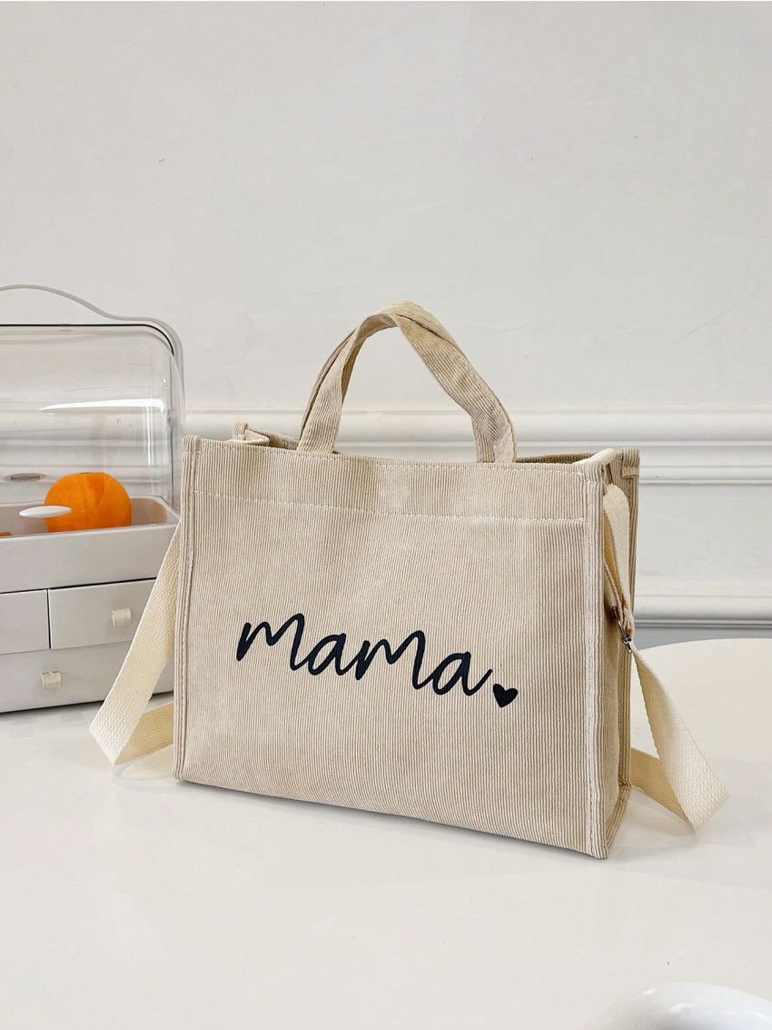 Small Shopper Bag Letter & Heart Graphic, Mothers Day Gift For Mom