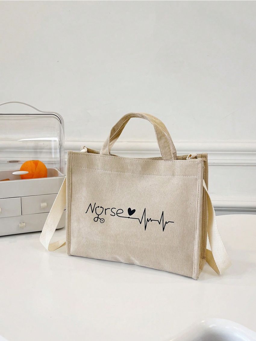 Small Shopper Bag Letter & Heart Graphic, Mothers Day Gift For Mom