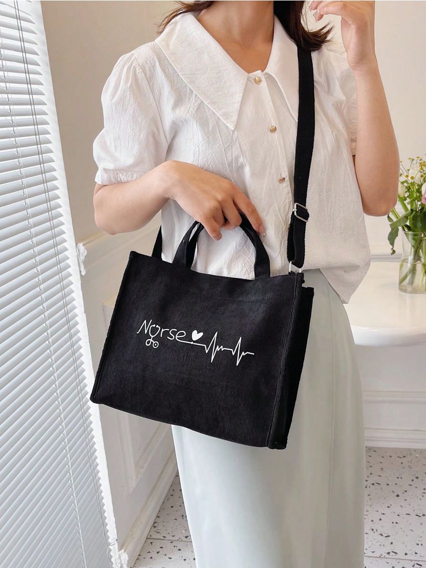 Small Shopper Bag Letter & Heart Graphic, Mothers Day Gift For Mom