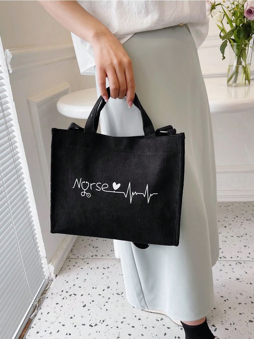 Small Shopper Bag Letter & Heart Graphic, Mothers Day Gift For Mom