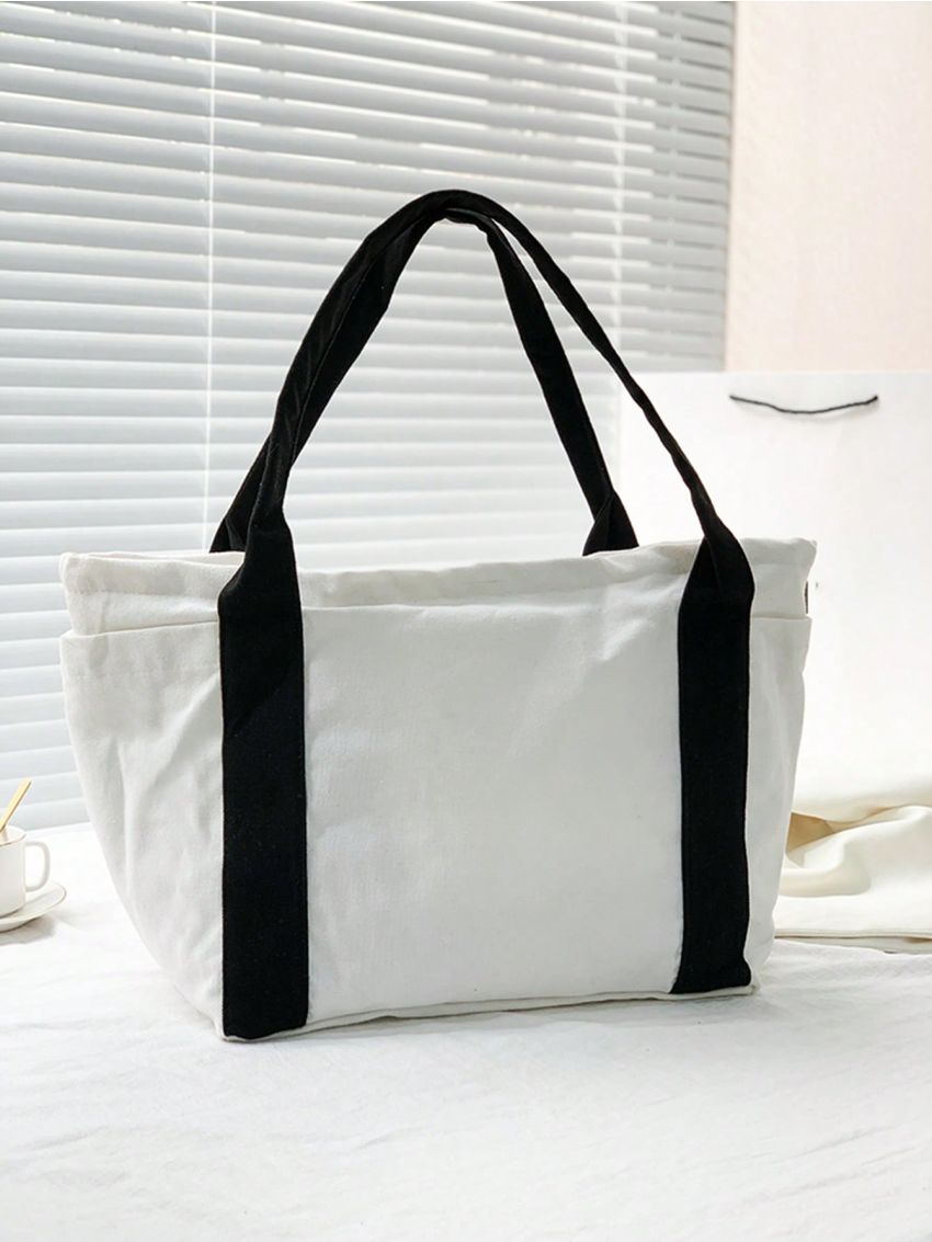 Oversized Shopper Bag Two Tone Multi-Pocket
