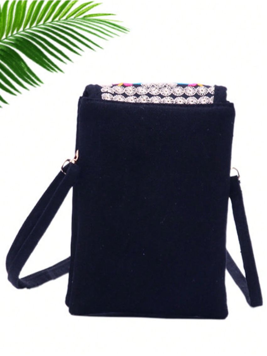 Retro Boho Embroidered Phone Bag, Mini Travel One Shoulder Bag For Women & Girls