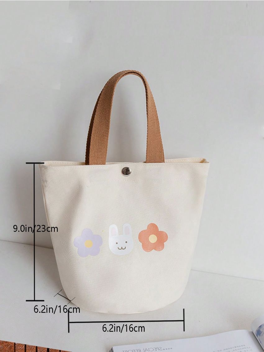 Mini Bucket Bag Cartoon & Floral Graphic