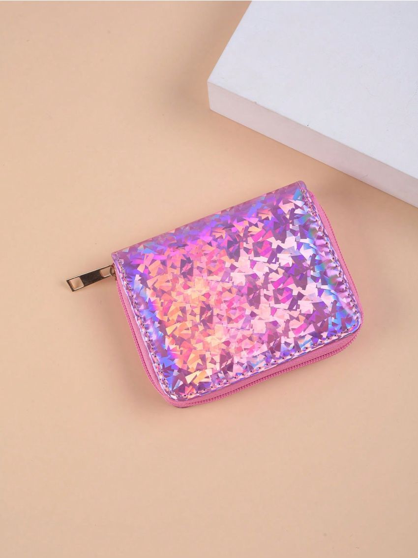 Holographic Classic Card Holder Fashionable With Zipper
