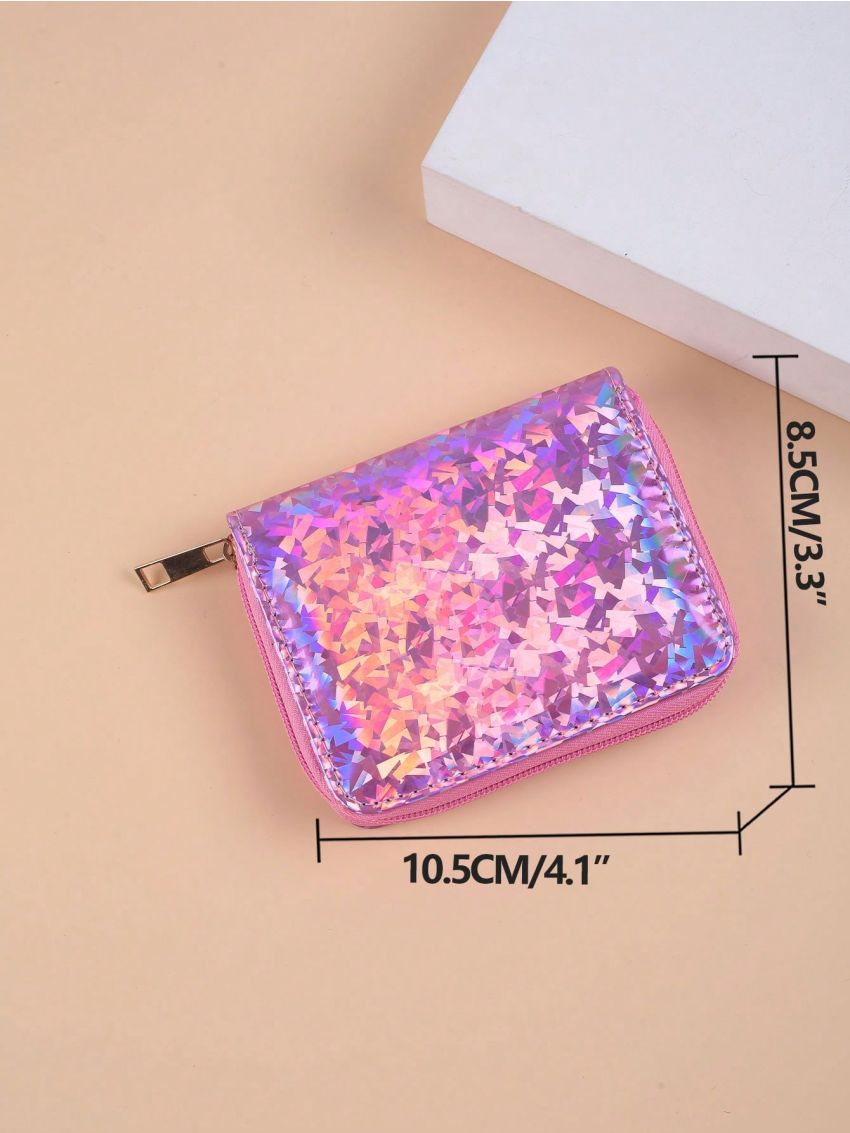 Holographic Classic Card Holder Fashionable With Zipper