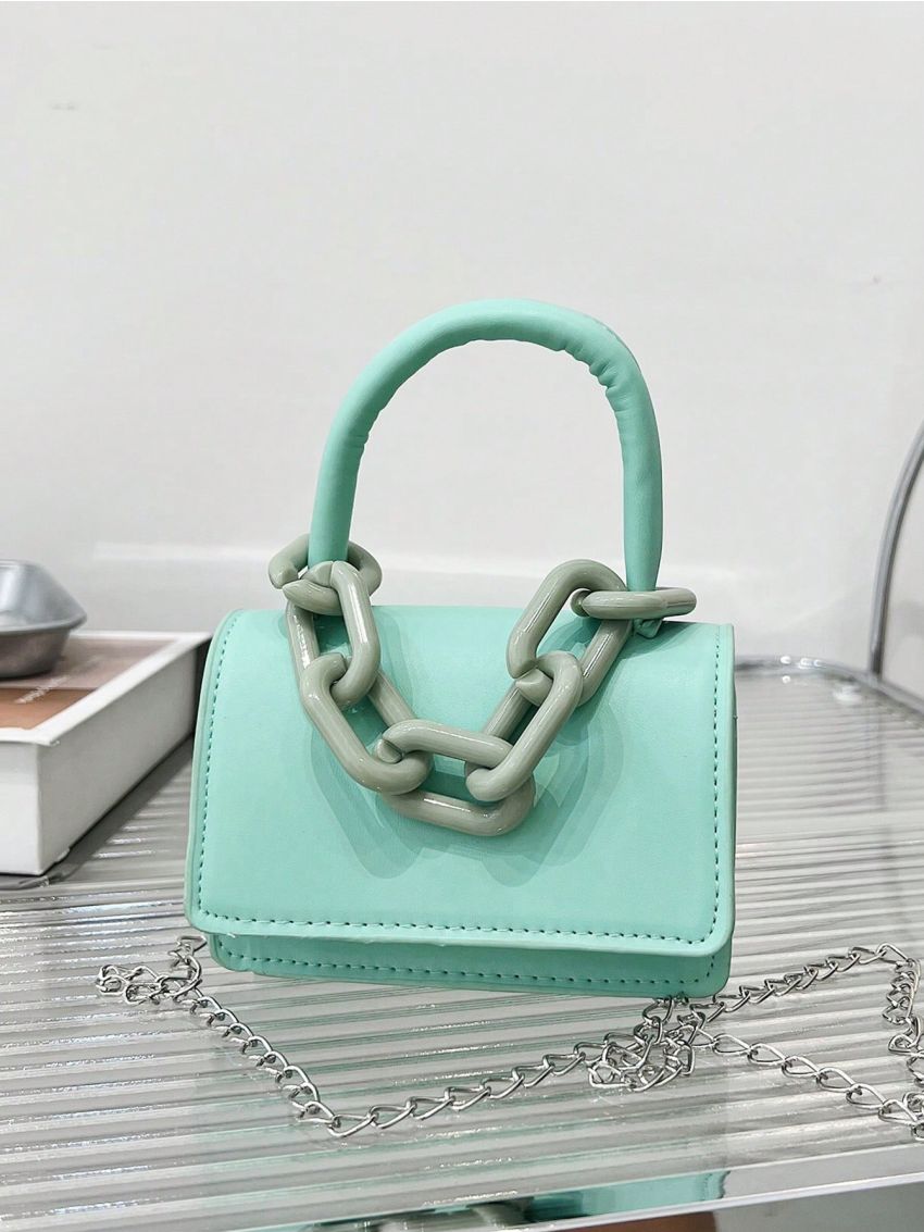 Mini Chain Decor Flap Square Bag Fashion Black