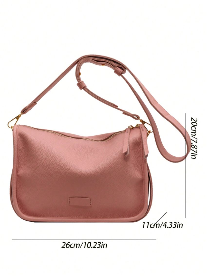 Litchi Embossed Hobo Bag Fashion Pink With Zipper