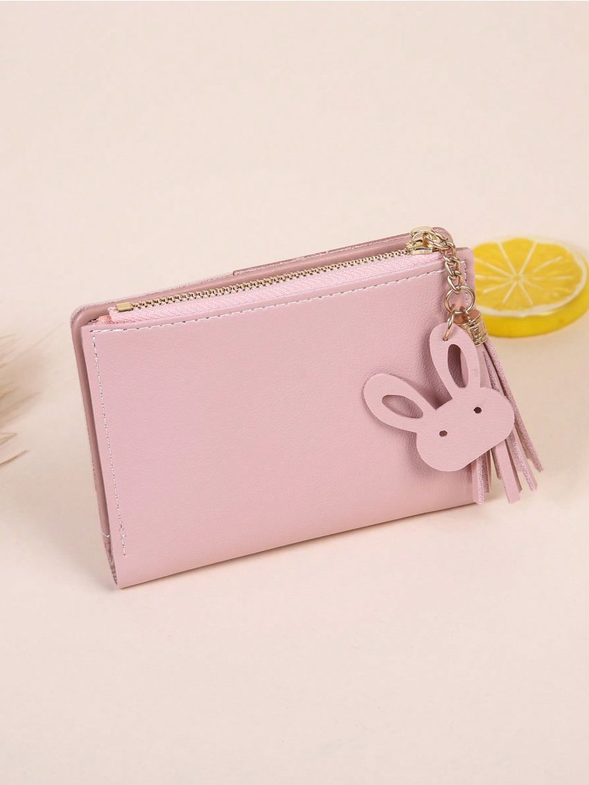 Colorblock Tassel Decor Small Wallet