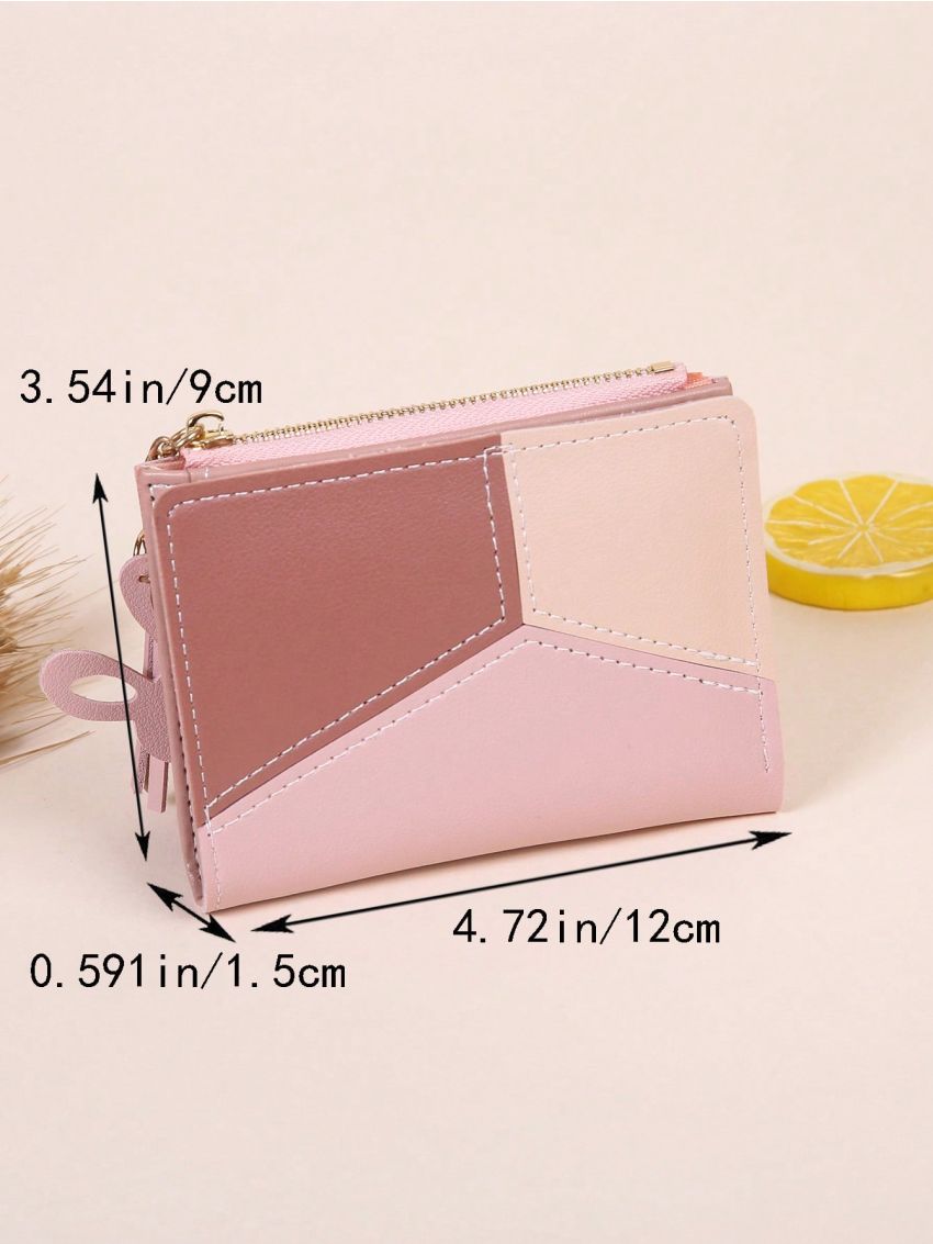 Colorblock Tassel Decor Small Wallet