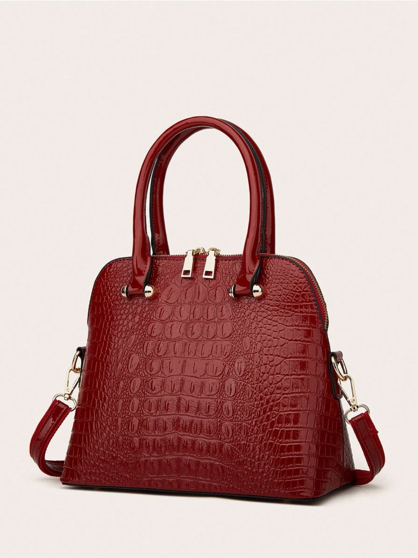 Crocodile Embossed Pu Dome Bag Elegant