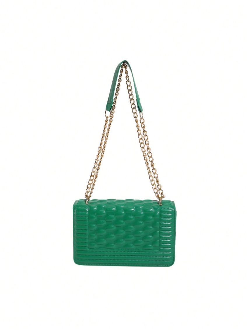 Small Flap Square Bag Embossed Detail Minimalist