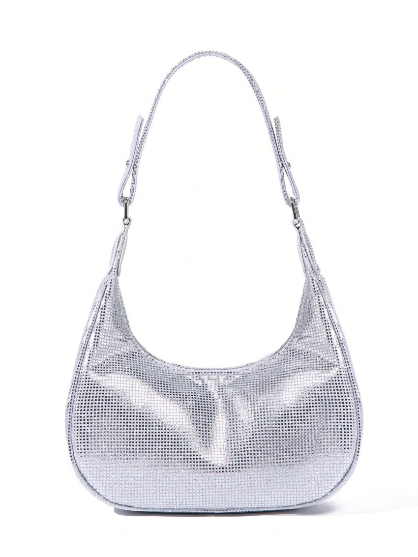 Small Hobo Bag Crocodile Embossed Minimalist