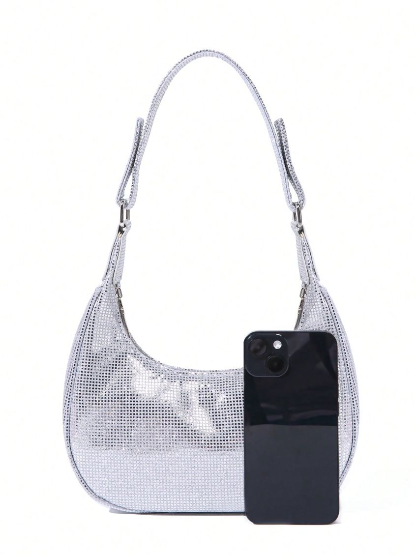 Small Hobo Bag Crocodile Embossed Minimalist