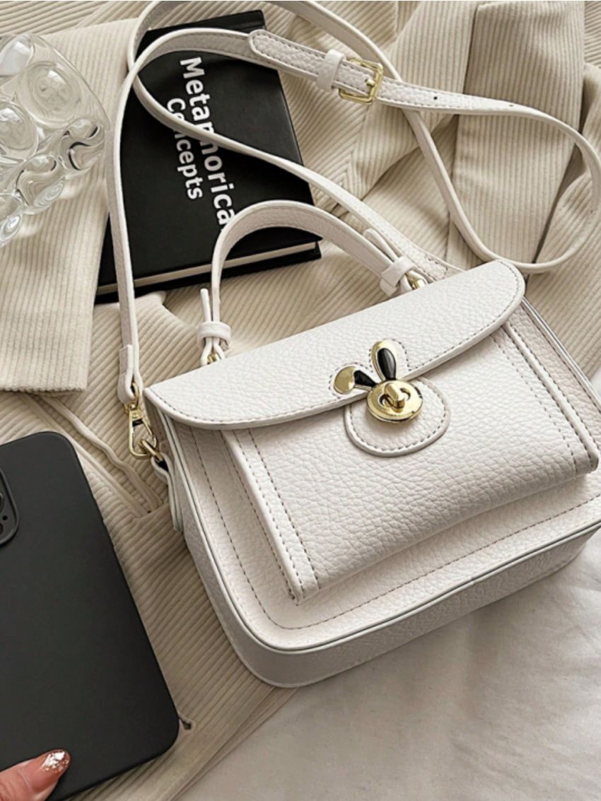 Small Flap Square Bag Embossed Turn Lock