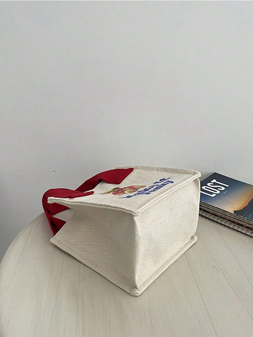 Small Square Bag Letter & Cartoon Bear Graphic