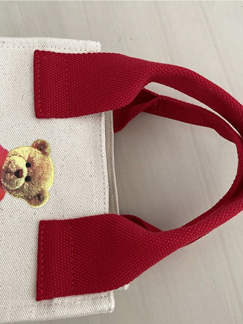 Small Square Bag Letter & Cartoon Bear Graphic