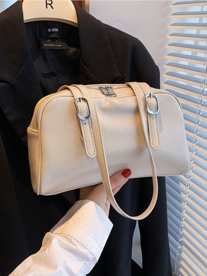Minimalist Shoulder Bag Medium Buckle Decor