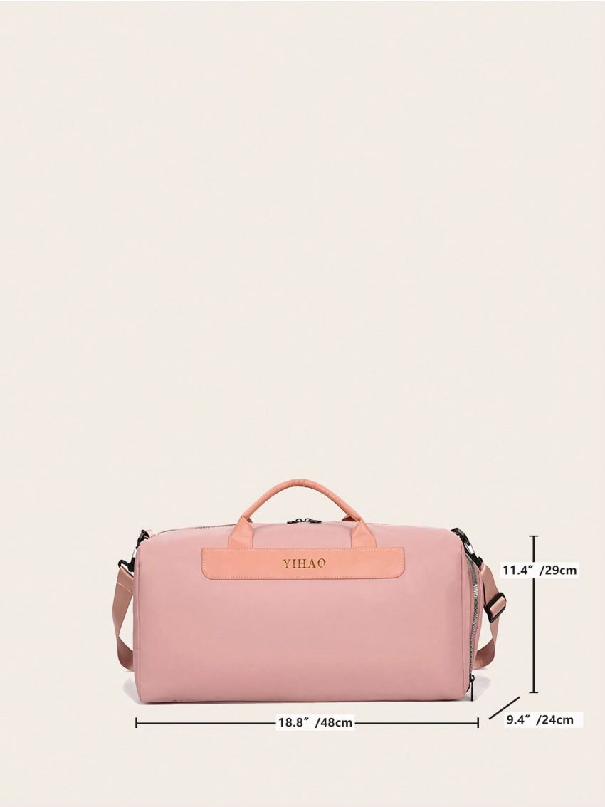 Letter Graphic Travel Bag Medium Double Handle Pink