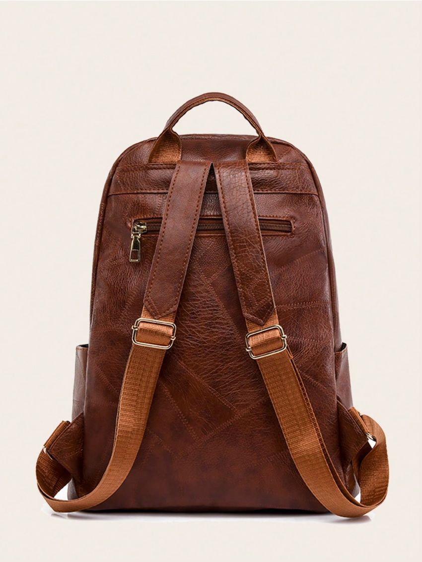 Minimalist Classic Backpack Medium Tassel Decor Brown