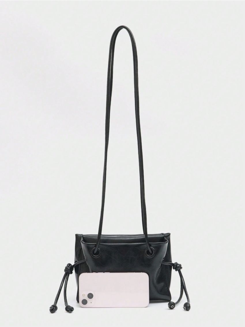 Small Square Bag Knot Design Minimalist Black