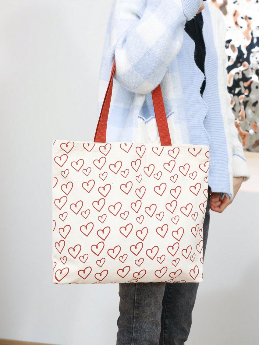 Large Shopper Bag Heart Graphic