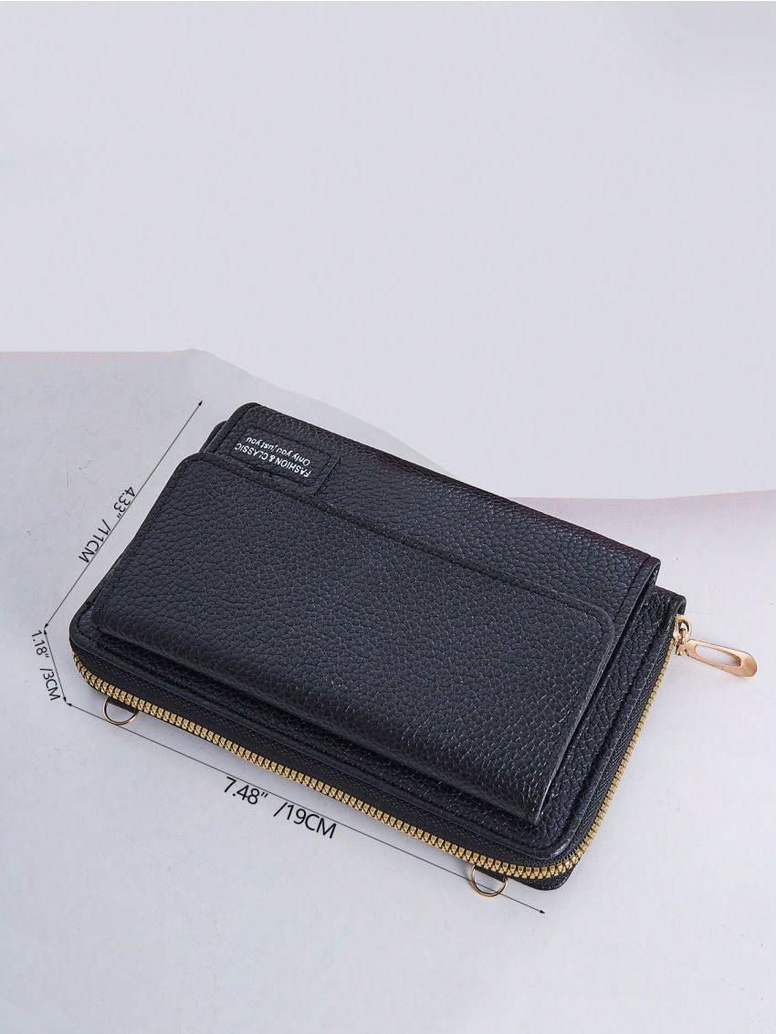 Litchi Embossed Phone Wallet Letter Graphic