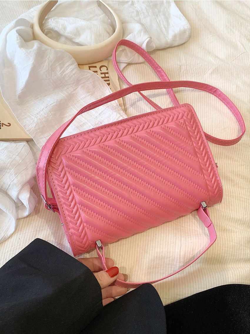 Small Square Bag Solid Color Flap Top Handle