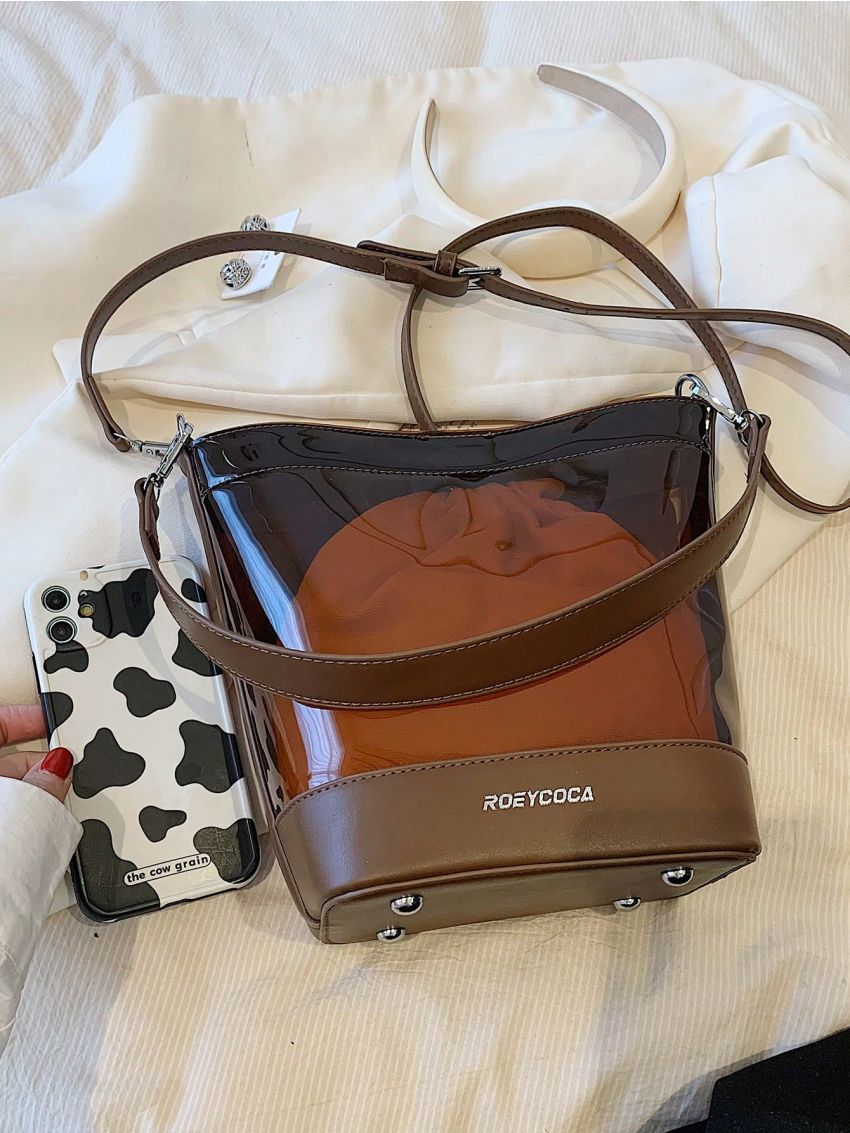 Small Bucket Bag Clear Design Letter Detail