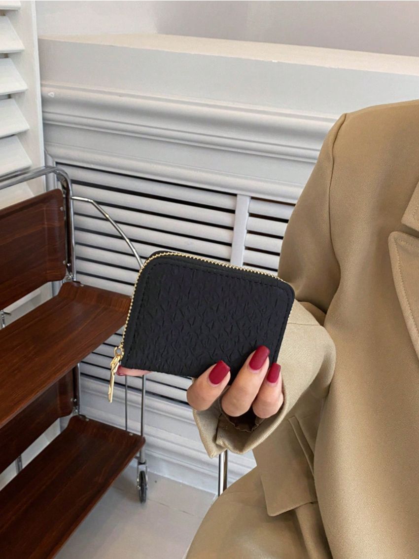 Solid Color Card Holder Zipper Around